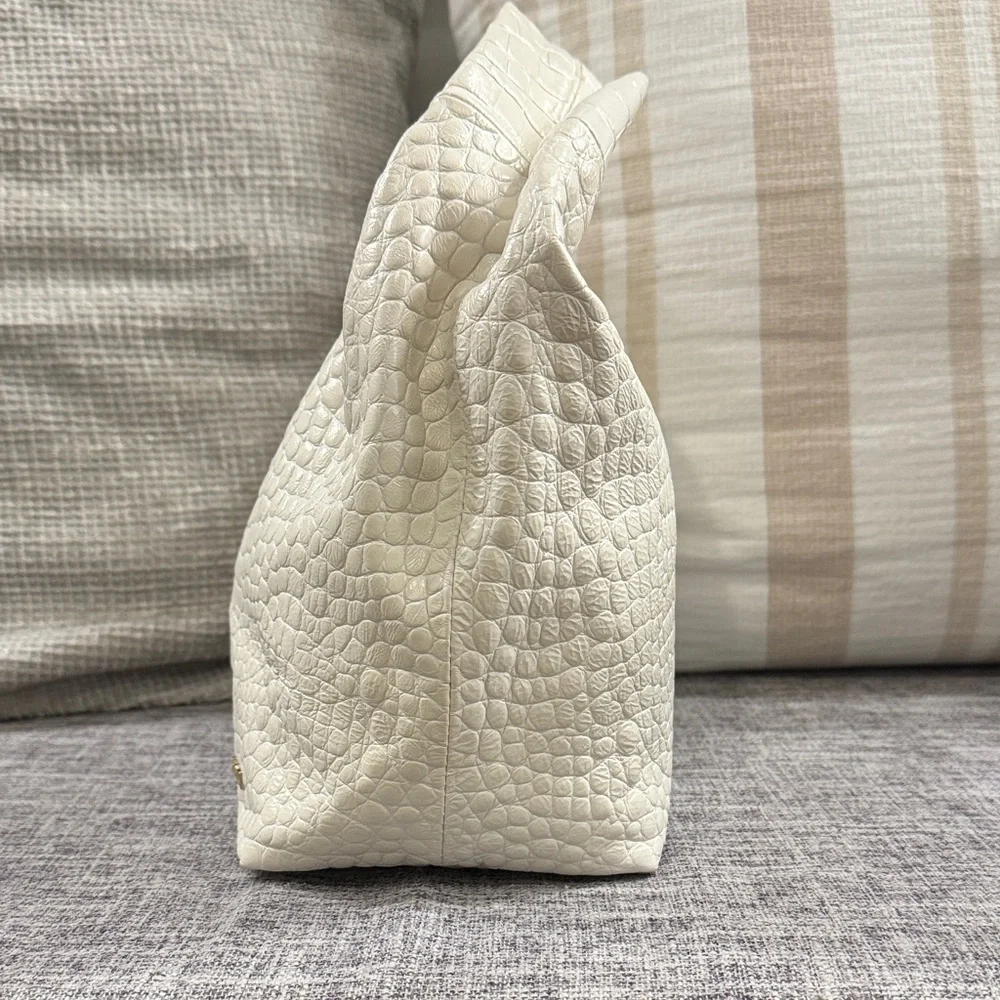 Furla Cream/ White Croc-Embossed Hobo Bag with Furla Dust Bag